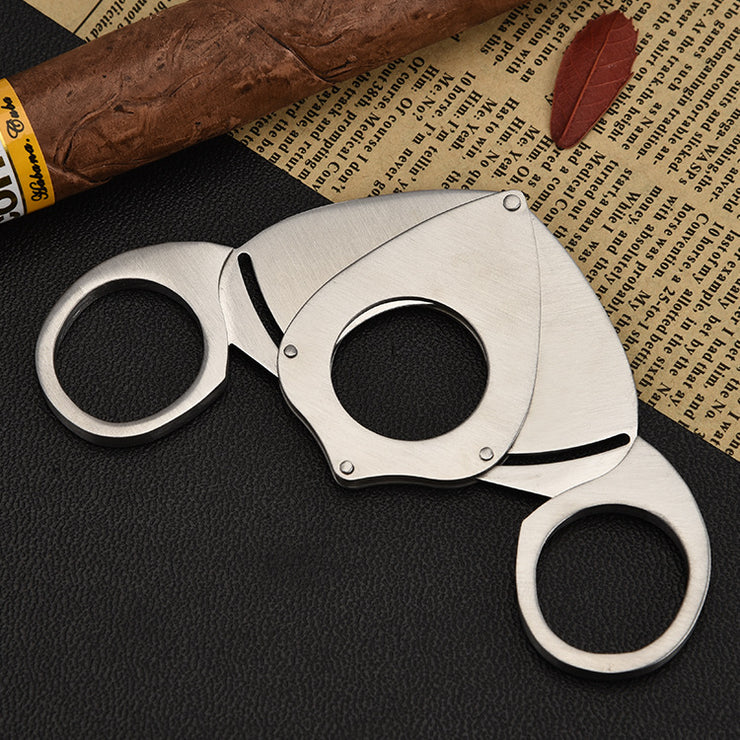 Stainless Steel Cigar Cutter Bat Sleeved Double Blade Cigar Scissors